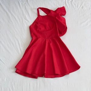 One shoulder ruffle sleeve dress